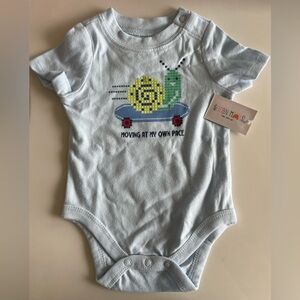 Blue Baby Onesie with Snail Design